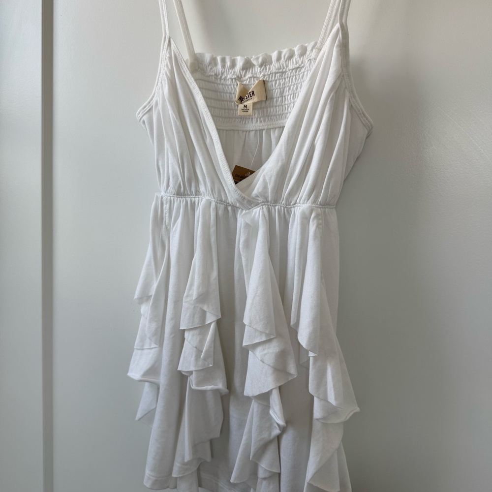 Hollister White Ruffle Tank Top
